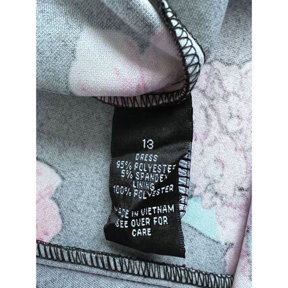 BCX Juniors Black Floral Dress Size 13 Fit & Flare Ruffle Hem Halter Party Vibe - Picture 9 of 10